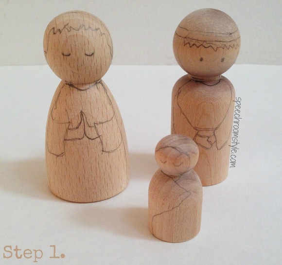 Step 1 of Nativity Doll craft
