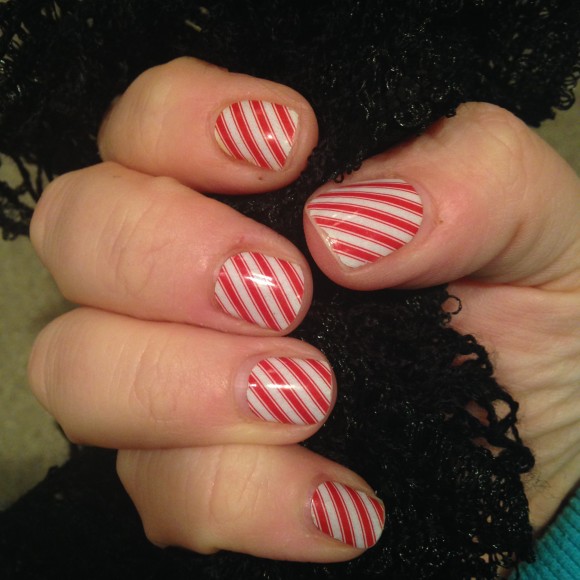 Candy Canes Day 14 w 2 broken nails