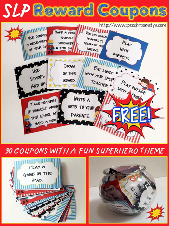 FREE Superhero Themed Rewards Coupons at speechroomstyle.com