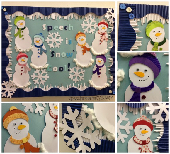Snowman bulletin board big collage
